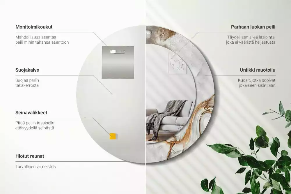 Bedrukte ronde spiegel Licht marmer