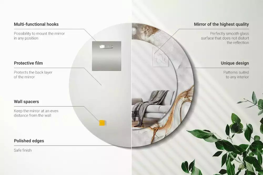 Bedrukte ronde spiegel Licht marmer