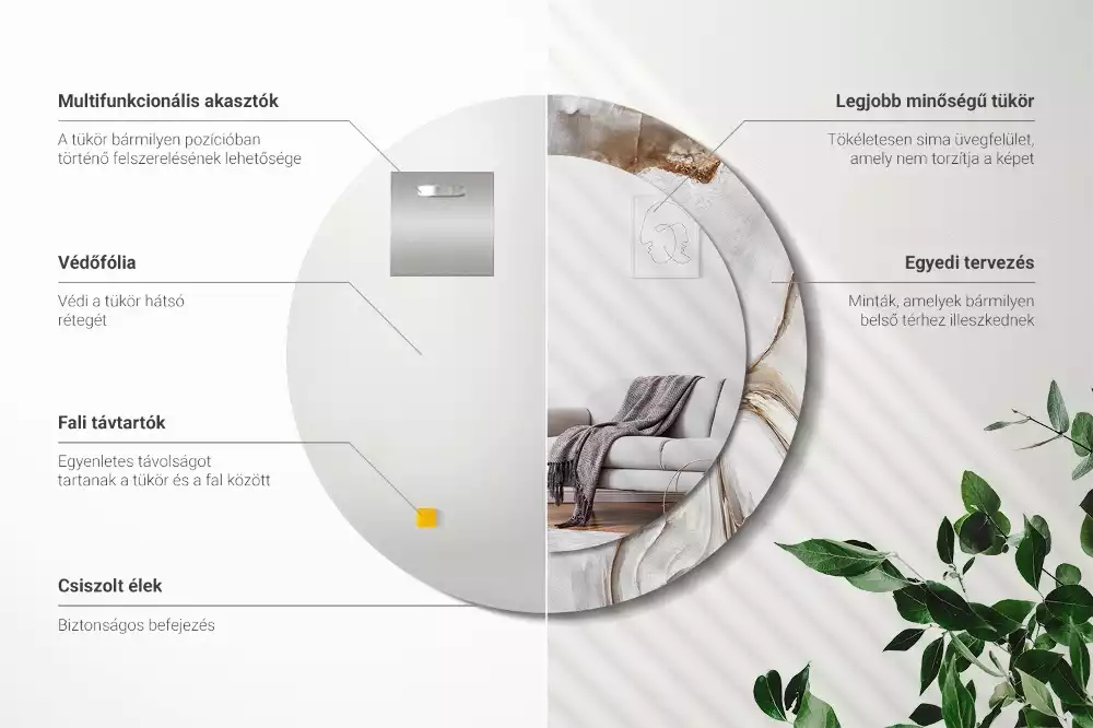 Bedrukte ronde spiegel Licht marmer