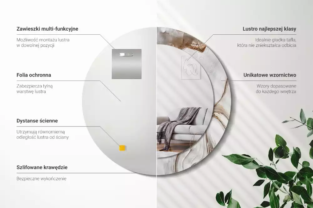 Bedrukte ronde spiegel Licht marmer