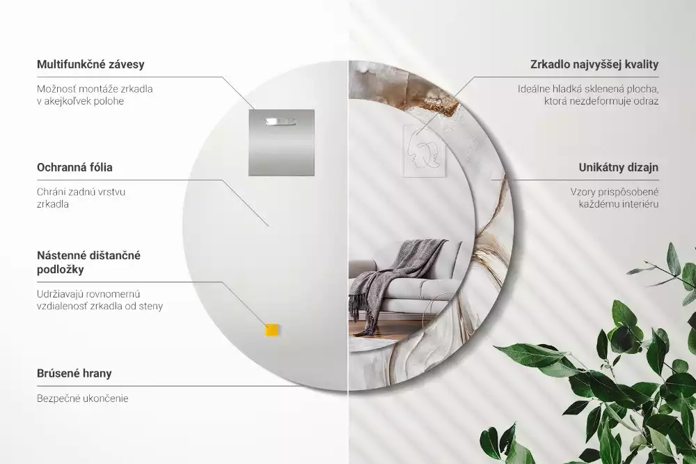 Bedrukte ronde spiegel Licht marmer