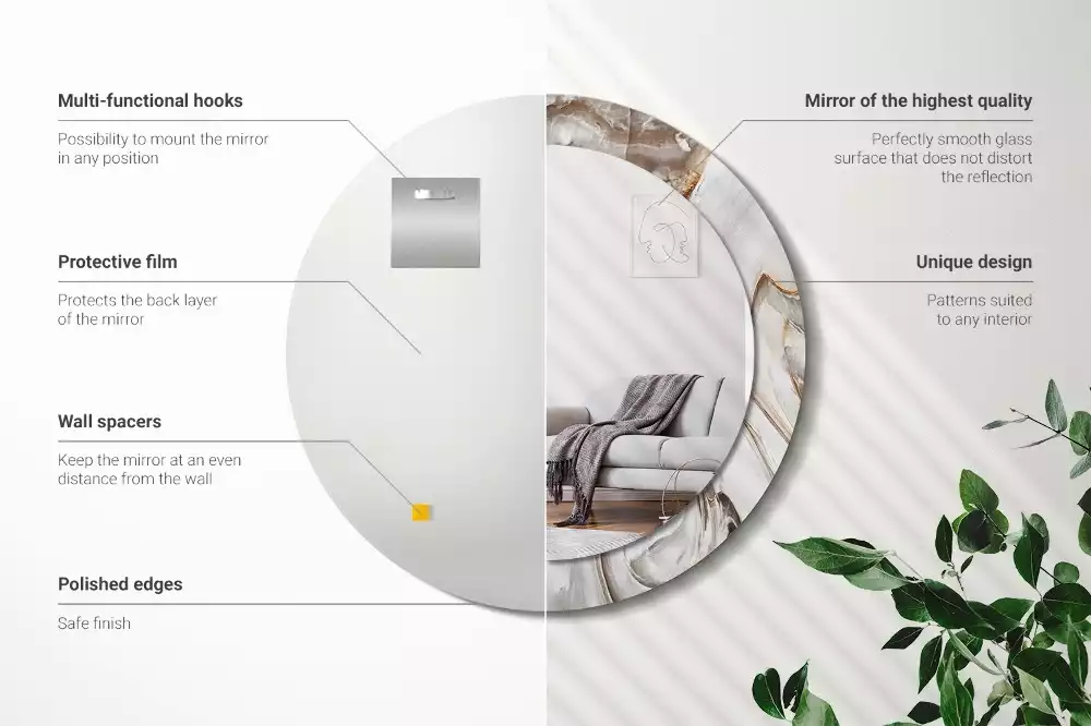 Bedrukte ronde spiegel Licht marmer