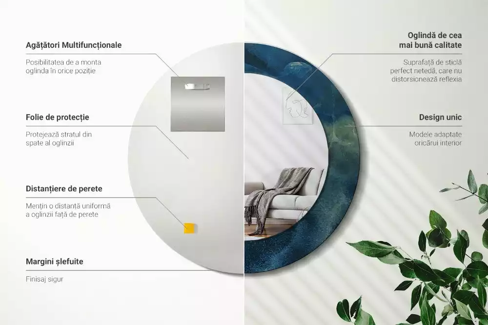 Bedrukte ronde spiegel Onyx marmer