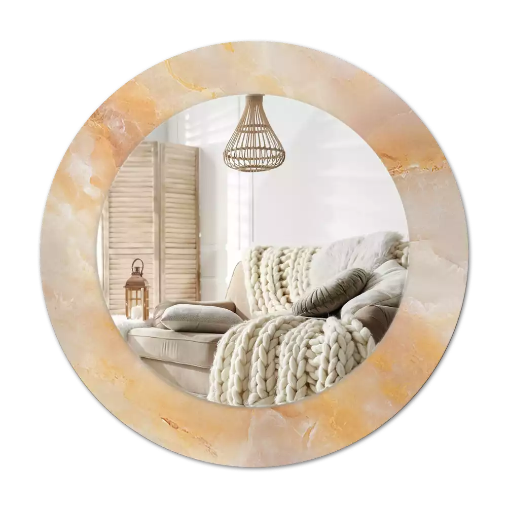 Ronde spiegel met decoratie Onyx marmer