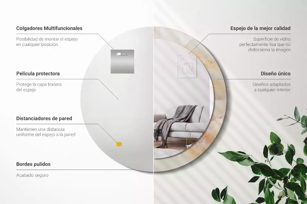 Ronde spiegel met decoratie Onyx marmer