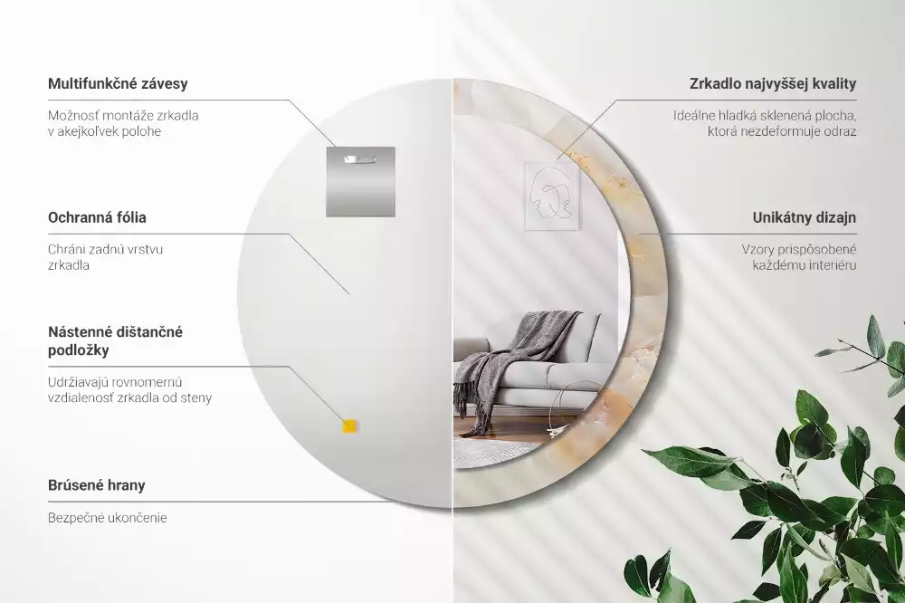 Ronde spiegel met decoratie Onyx marmer