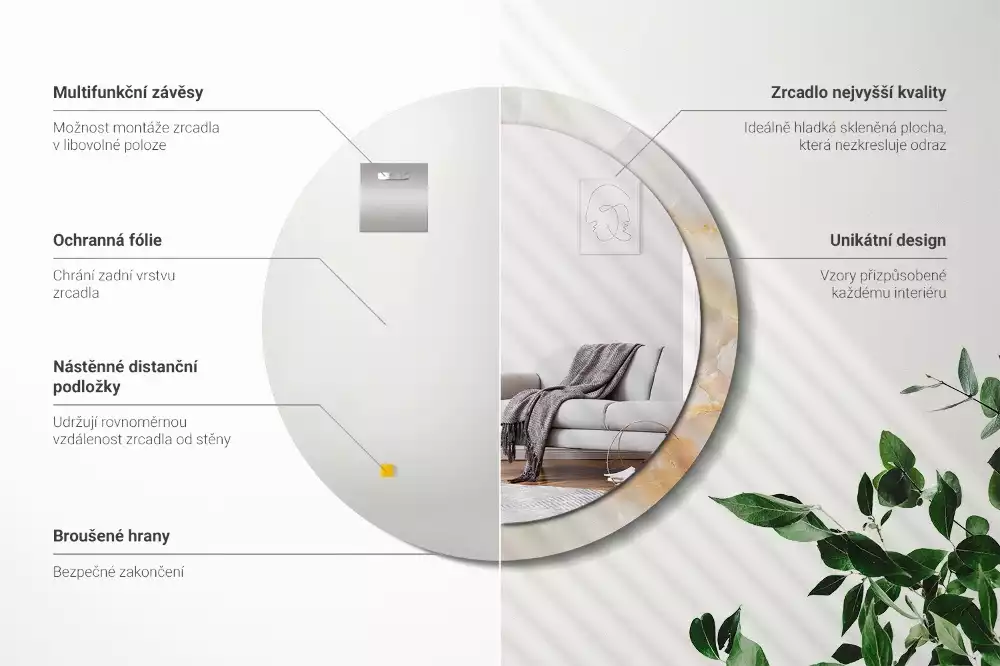 Ronde spiegel met decoratie Onyx marmer