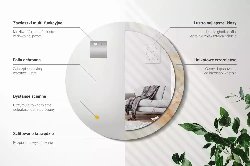 Ronde spiegel met decoratie Onyx marmer