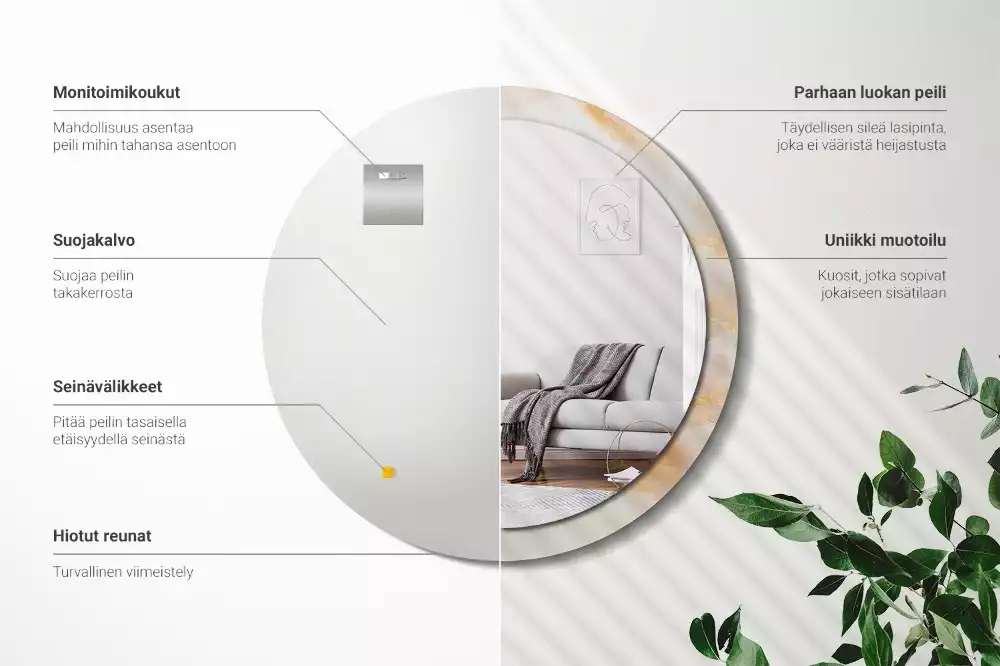 Ronde spiegel met decoratie Onyx marmer