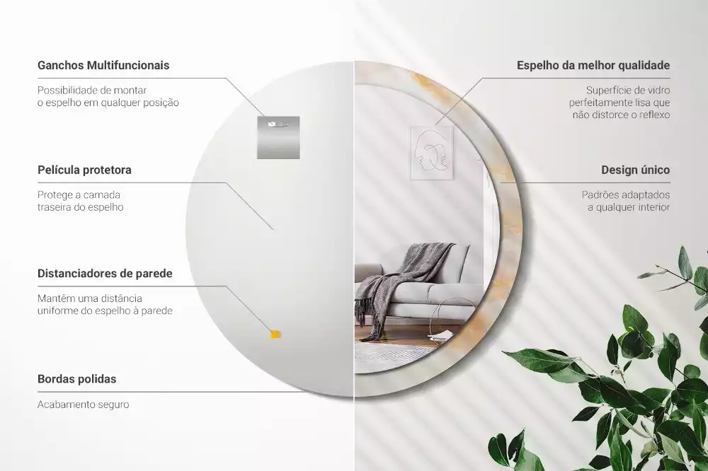 Ronde spiegel met decoratie Onyx marmer