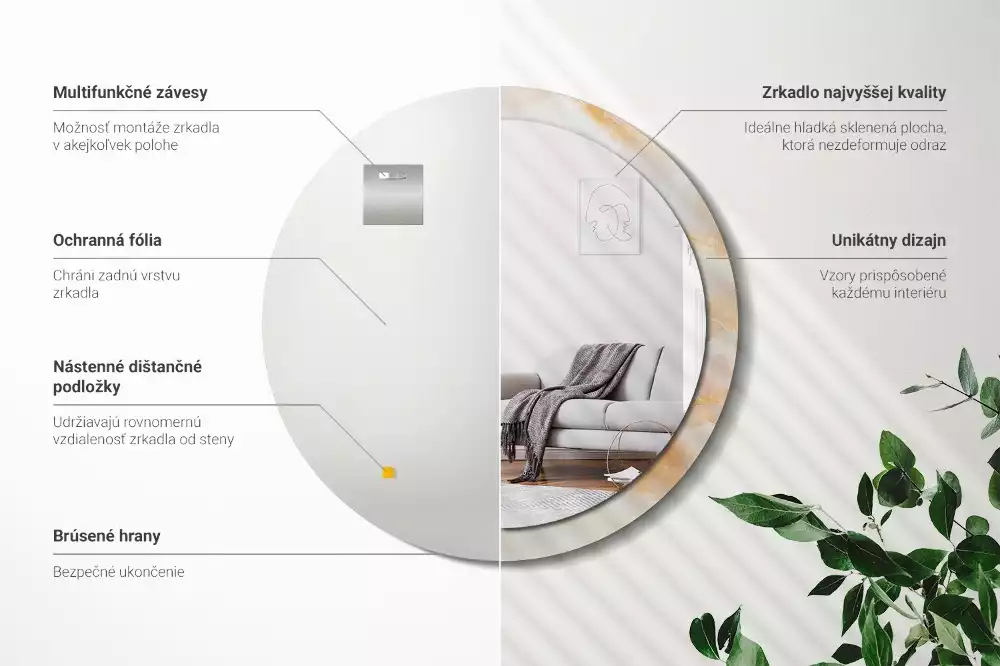 Ronde spiegel met decoratie Onyx marmer