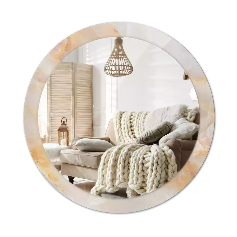 Ronde spiegel met decoratie Onyx marmer