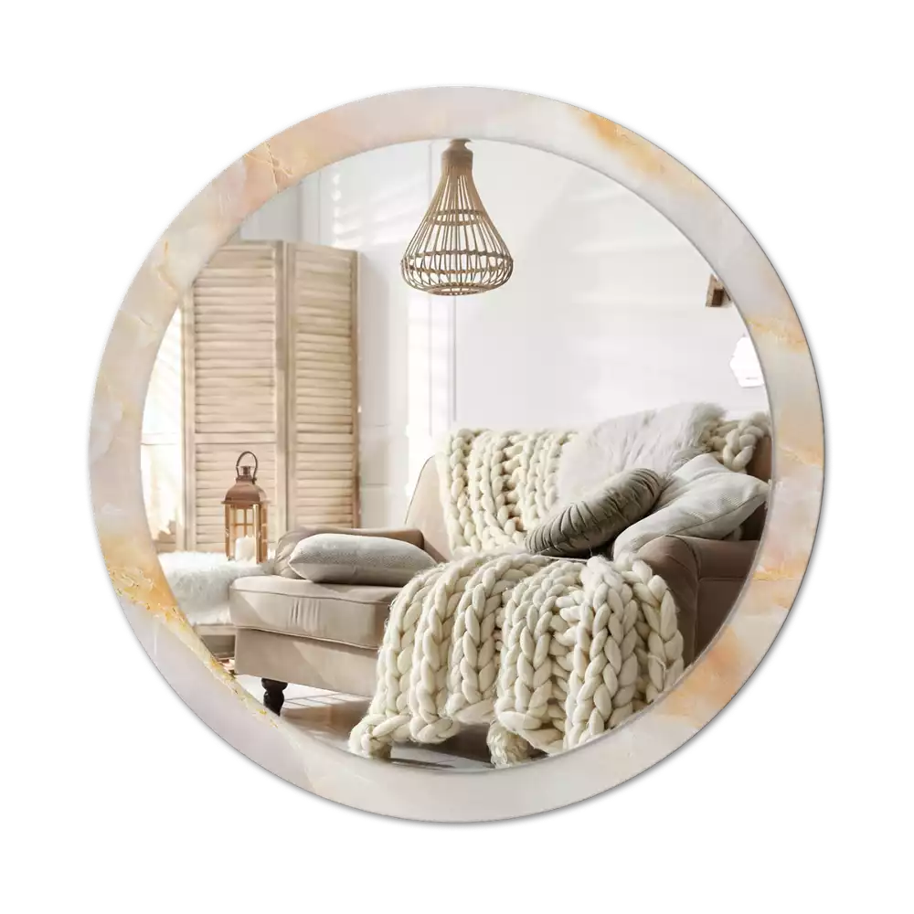 Ronde spiegel met decoratie Onyx marmer