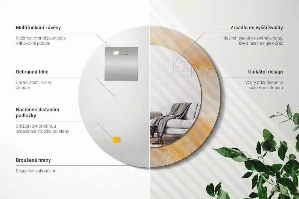 Ronde spiegel met decoratie Onyx marmer