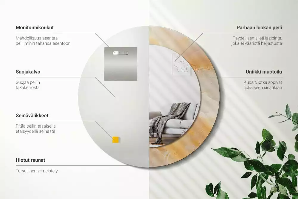 Ronde spiegel met decoratie Onyx marmer