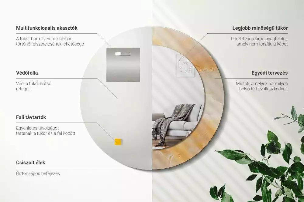 Ronde spiegel met decoratie Onyx marmer