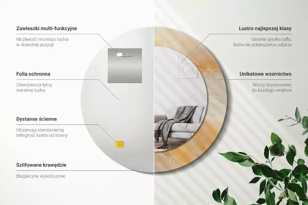 Ronde spiegel met decoratie Onyx marmer