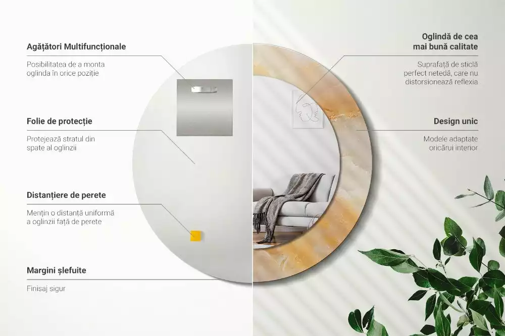 Ronde spiegel met decoratie Onyx marmer