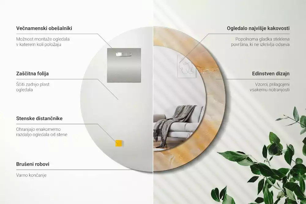 Ronde spiegel met decoratie Onyx marmer