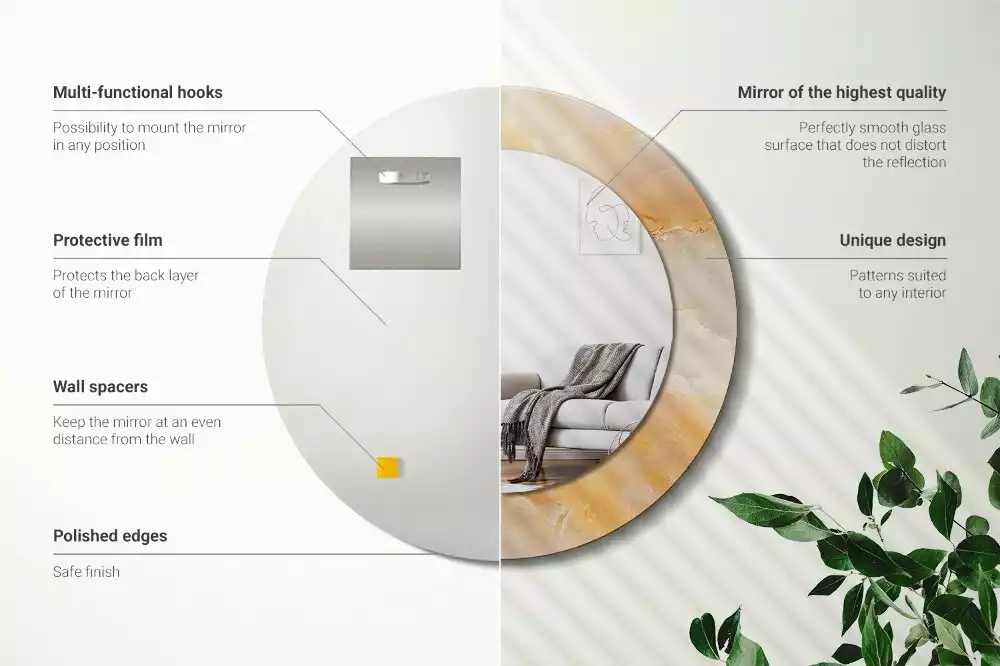 Ronde spiegel met decoratie Onyx marmer