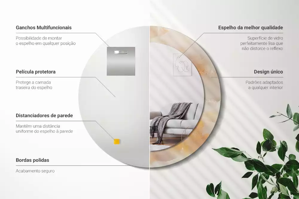 Ronde spiegel met decoratie Onyx marmer