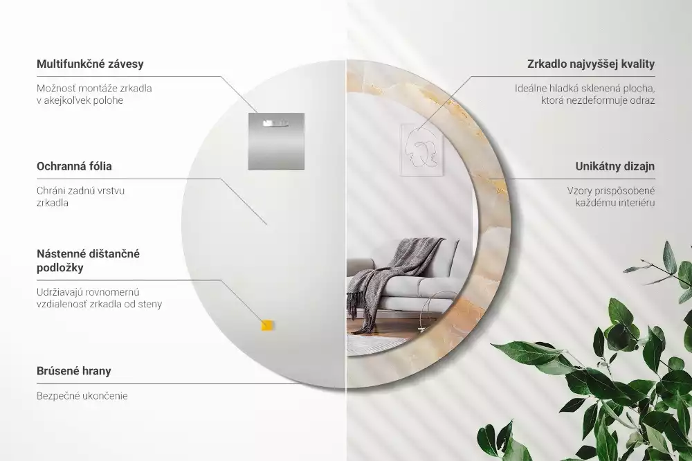 Ronde spiegel met decoratie Onyx marmer