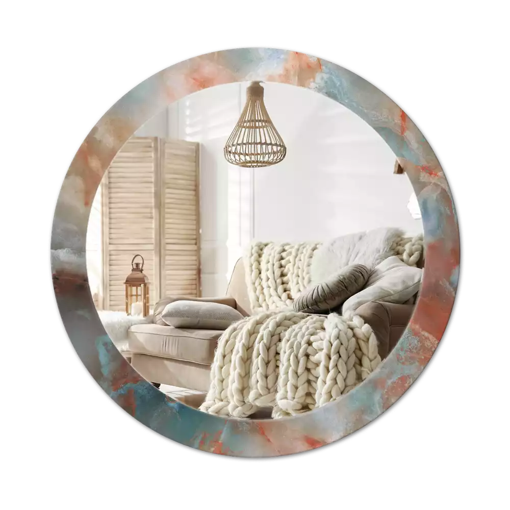 Ronde spiegel met decoratie Onyx marmer