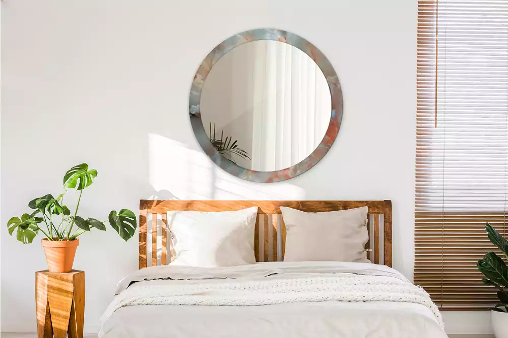 Ronde spiegel met decoratie Onyx marmer