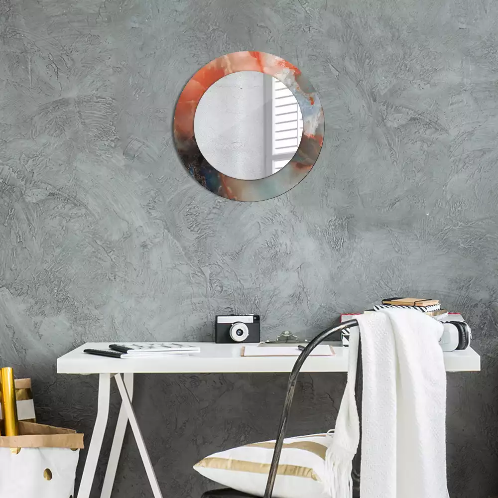 Ronde spiegel met decoratie Onyx marmer