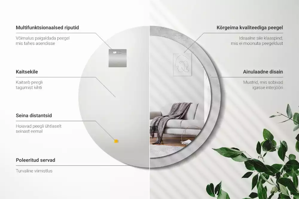 Ronde spiegel met decoratie Betonnen textuur