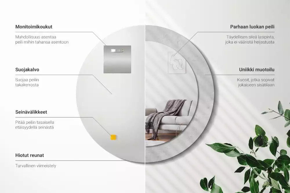 Ronde spiegel met decoratie Betonnen textuur