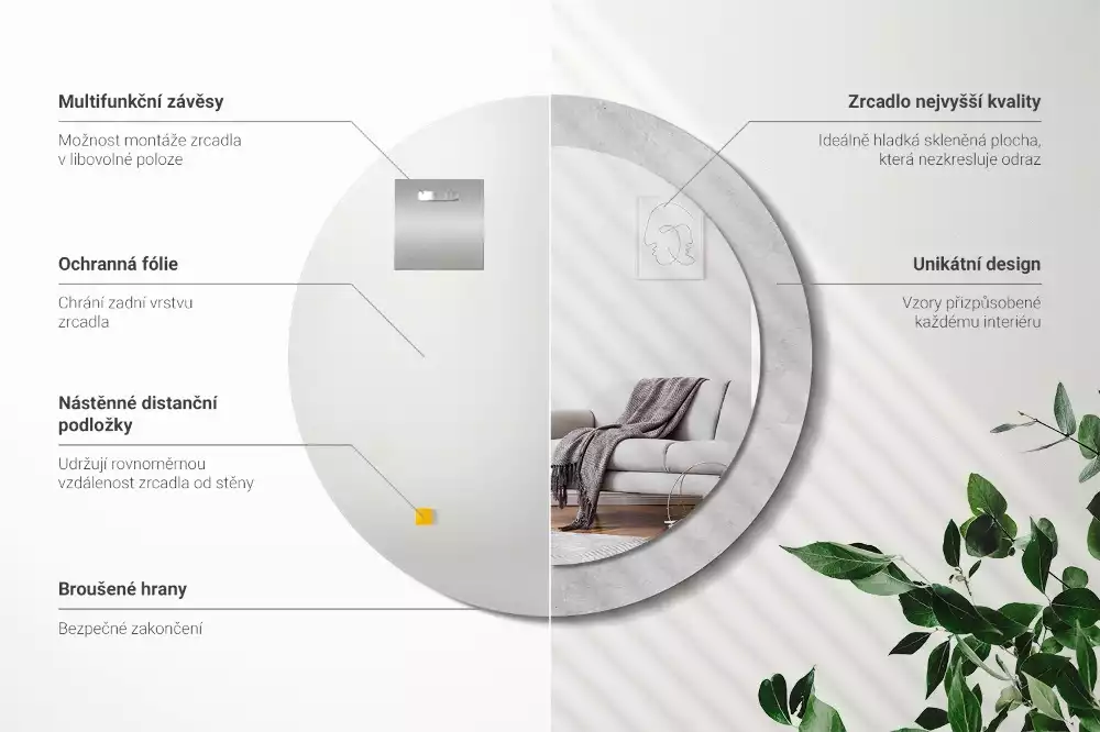 Ronde spiegel met decoratie Betonnen textuur