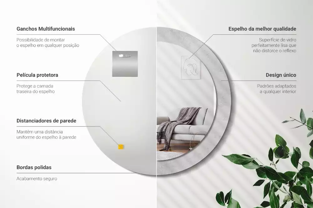 Ronde spiegel met decoratie Betonnen textuur