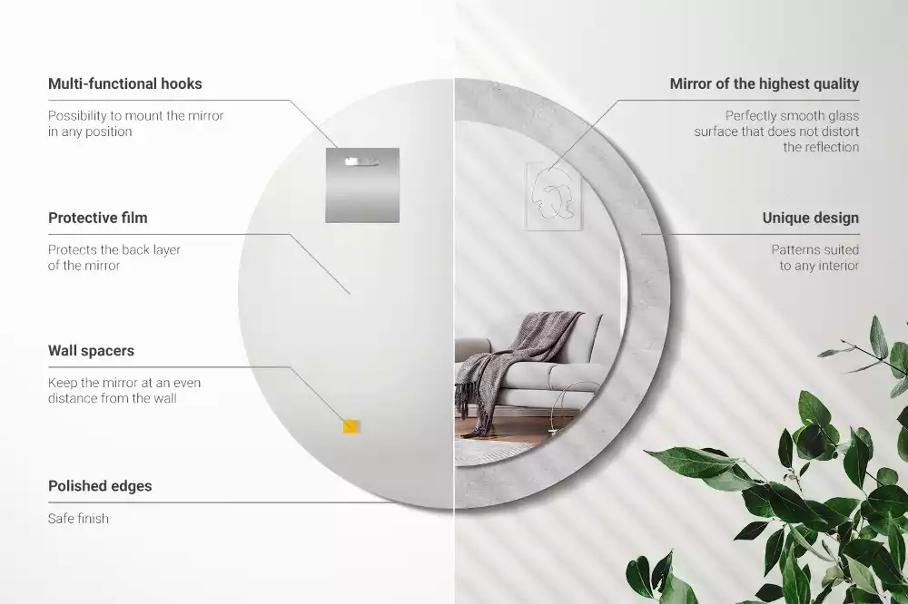 Ronde spiegel met decoratie Betonnen textuur