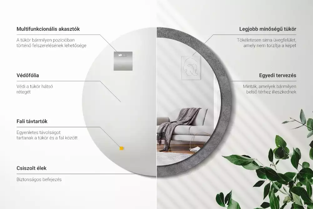 Bedrukte ronde spiegel Betonnen textuur