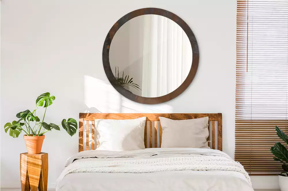 Ronde spiegel met decoratie Metaalachtig rustiek