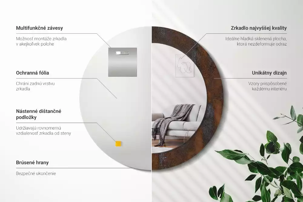 Ronde spiegel met decoratie Metaalachtig rustiek