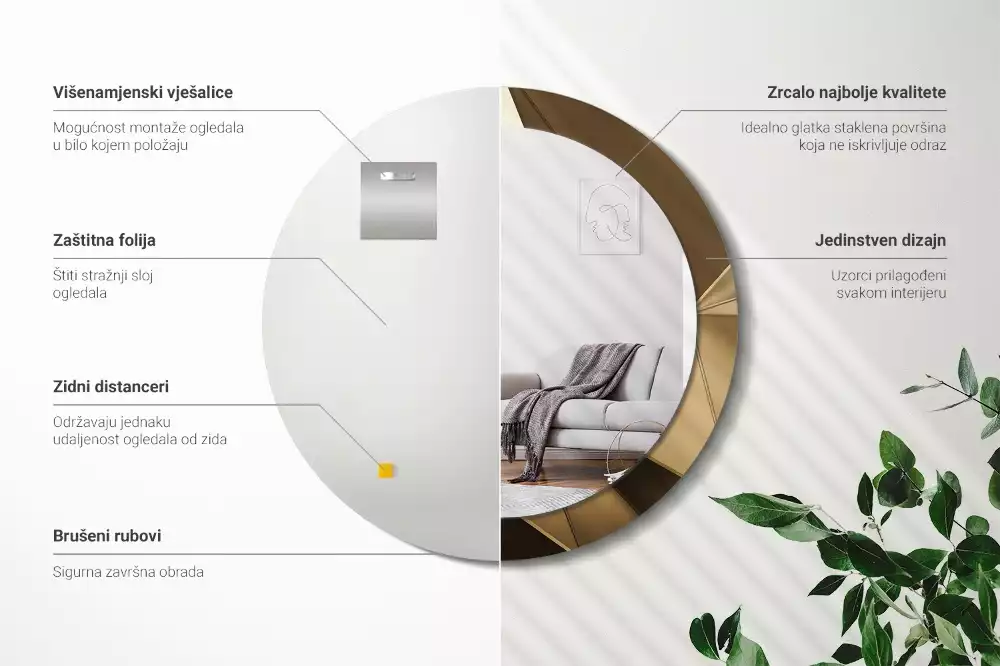 Ronde spiegel met decoratie Moderne abstractie