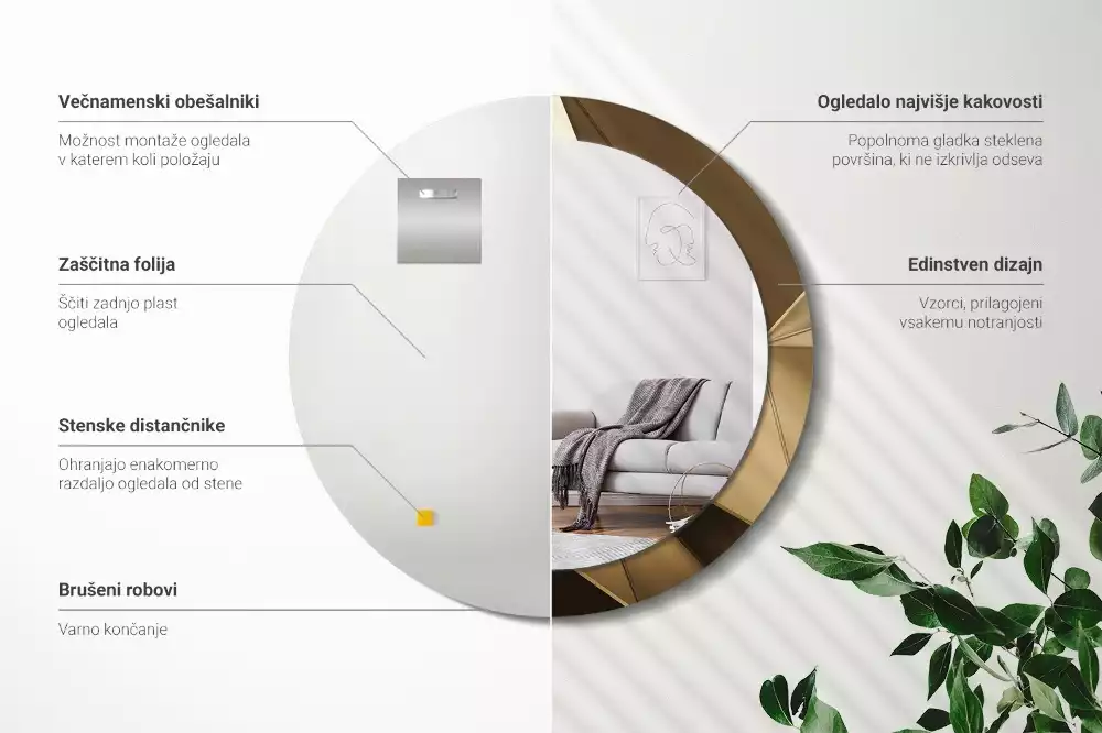 Ronde spiegel met decoratie Moderne abstractie