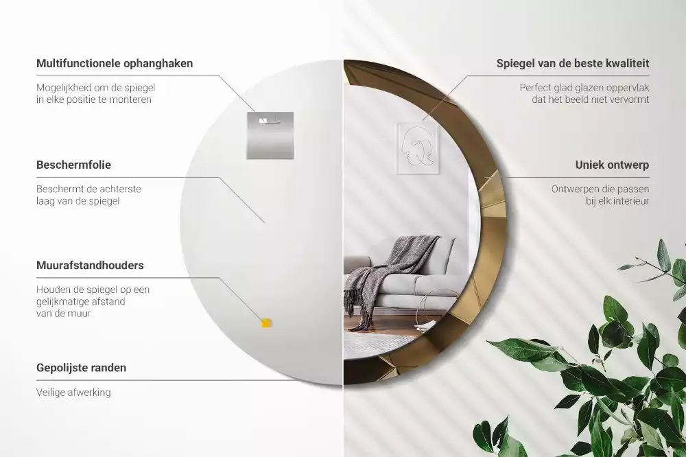 Ronde spiegel met decoratie Moderne abstractie