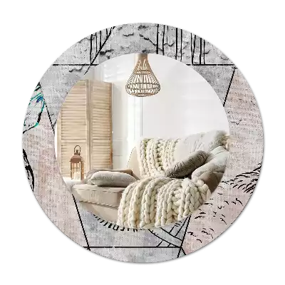 Bedrukte ronde spiegel Abstracte dieren