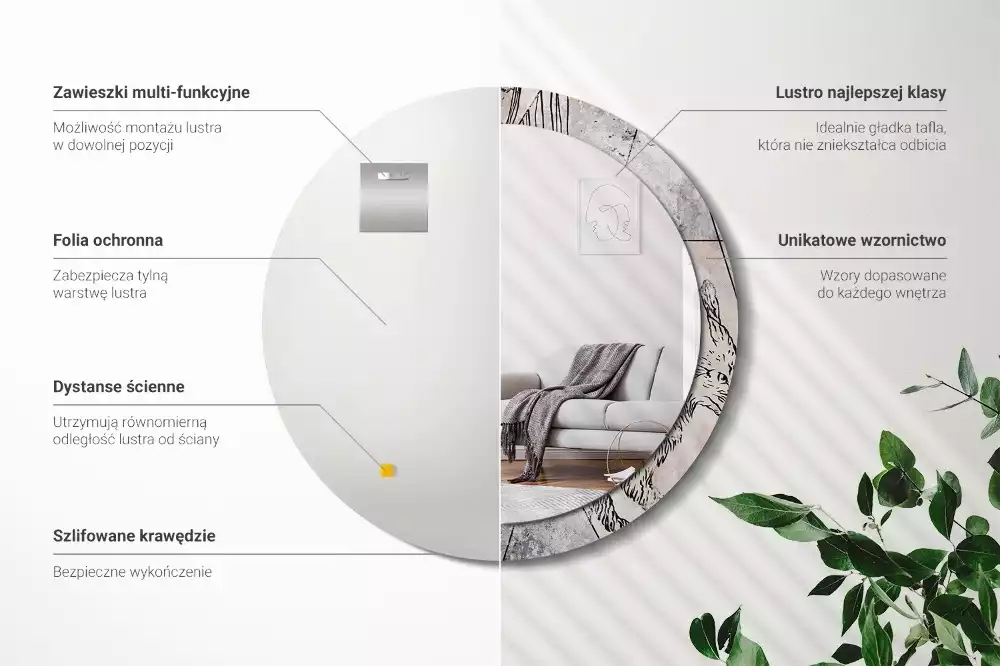 Bedrukte ronde spiegel Abstracte dieren
