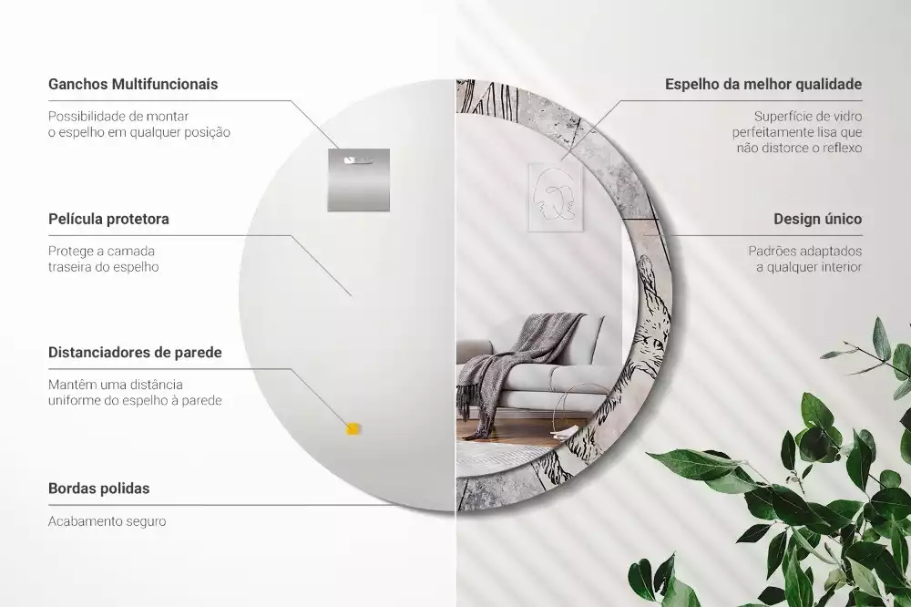 Bedrukte ronde spiegel Abstracte dieren