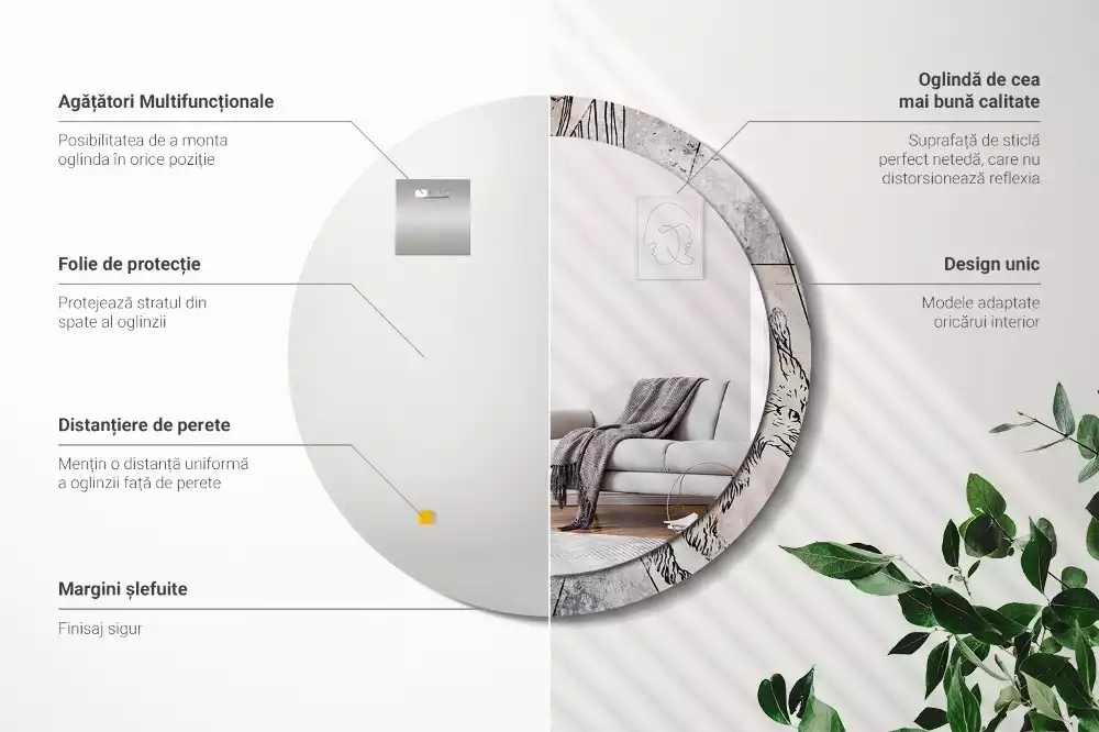 Bedrukte ronde spiegel Abstracte dieren