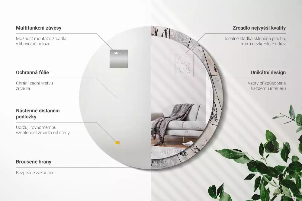 Bedrukte ronde spiegel Abstracte dieren