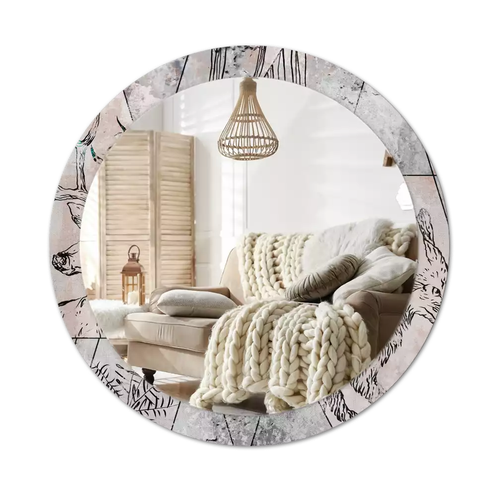 Bedrukte ronde spiegel Abstracte dieren