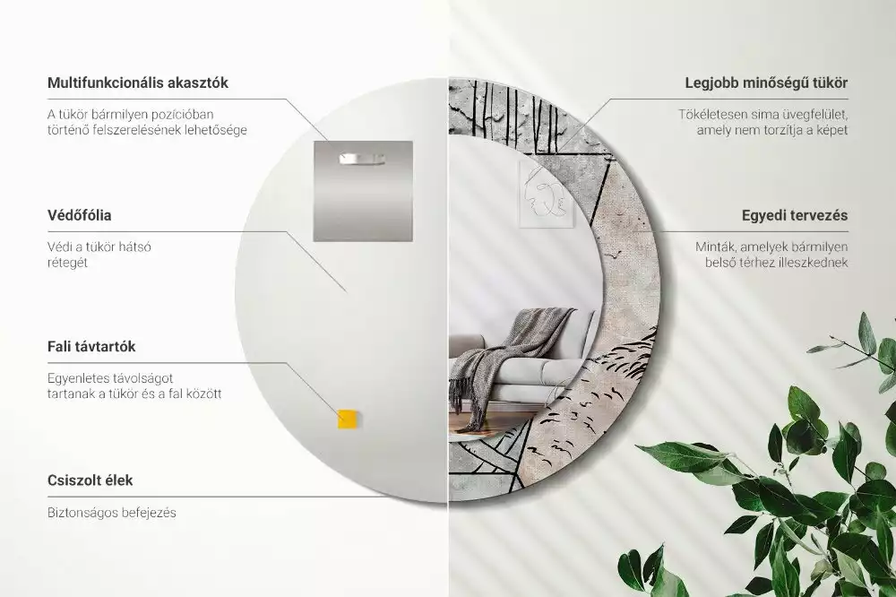 Bedrukte ronde spiegel Abstracte dieren