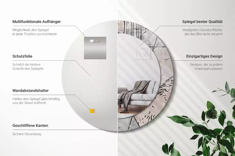 Bedrukte ronde spiegel Abstracte dieren