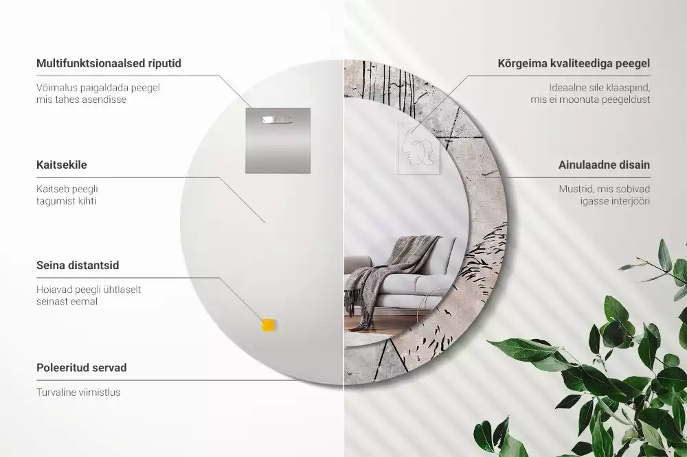 Bedrukte ronde spiegel Abstracte dieren