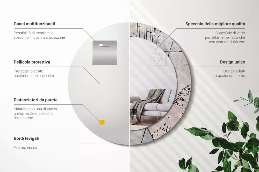 Bedrukte ronde spiegel Abstracte dieren